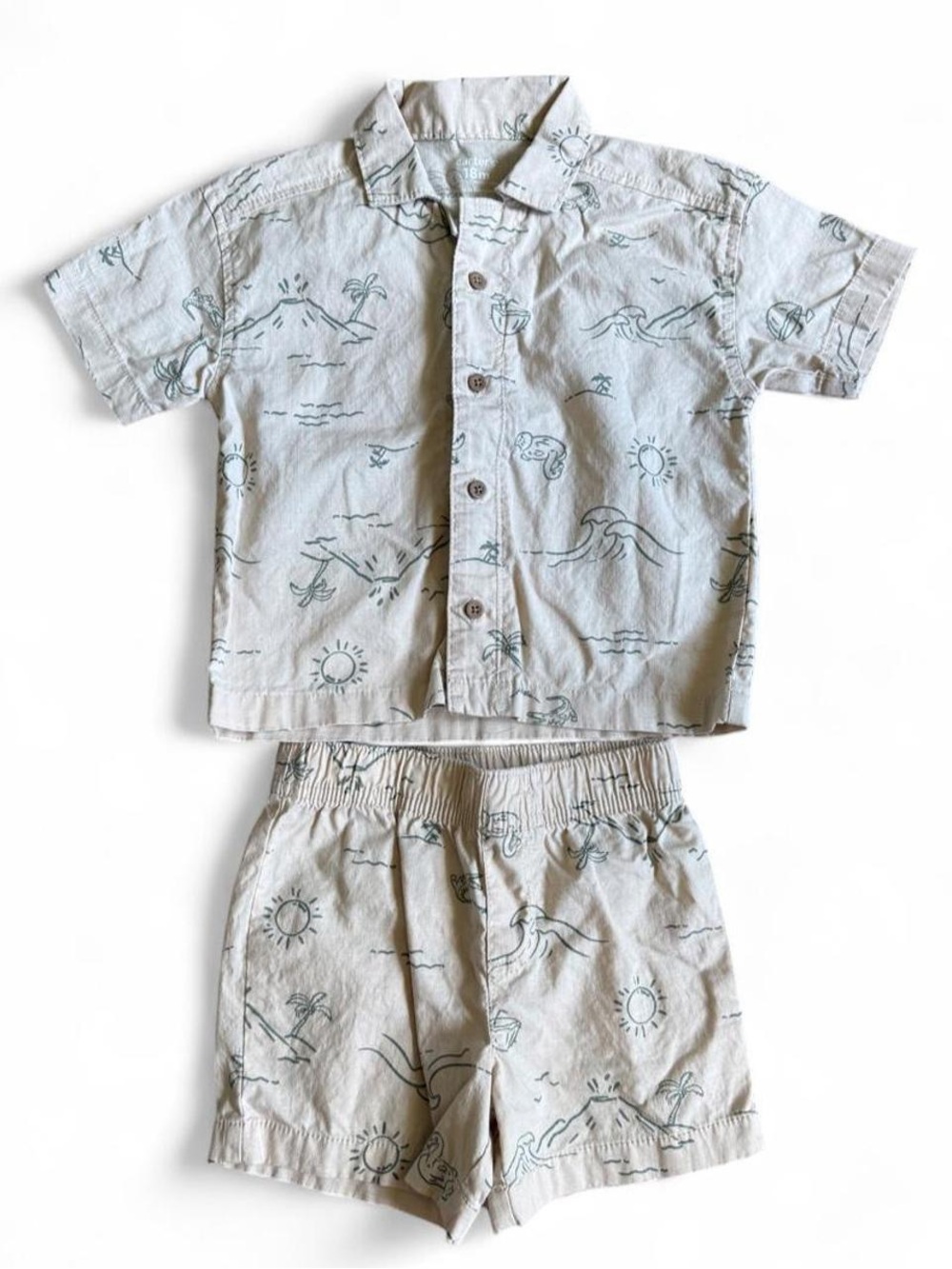 Carter's Light Beige Beach Print Short Pajama Set